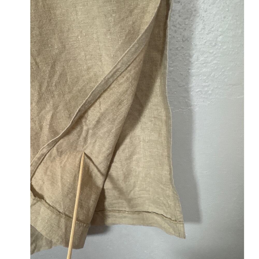 Vintage Linen Cotton Sleeveless Maxi Dress Sz 8 Khaki Minimalist Coastal Grandma - Picture 3 of 8